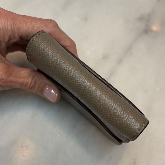 Coach Wallet Leather Cross Grained Gray Compact Bifold Wallet - Picture 9 of 16